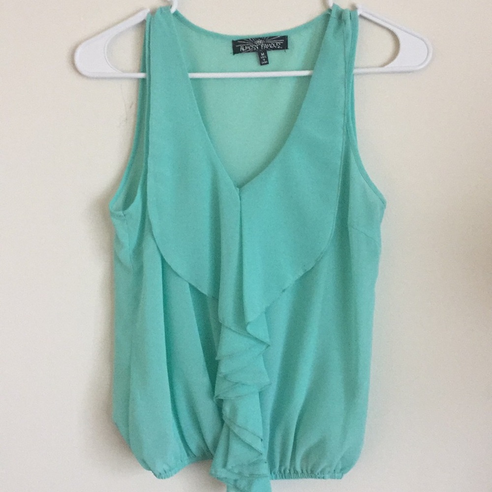 Sheer ruffle tank